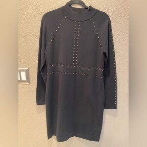 Carman Marc Valvo Elegant Black Studded Dress